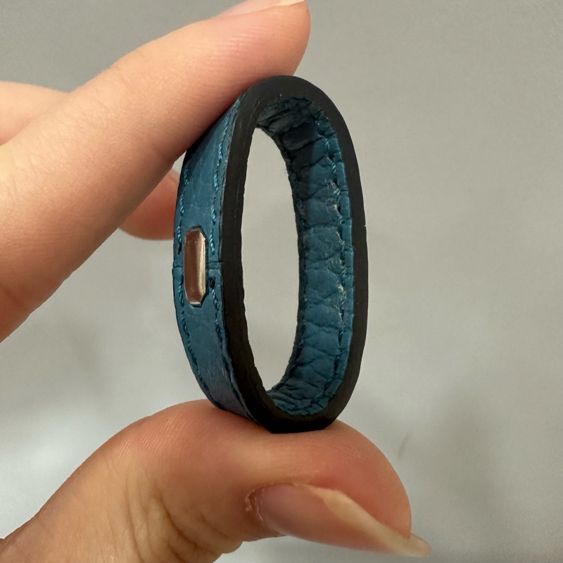 Gucci 643847 藍黑色雙面銀釦皮帶 90/36-18