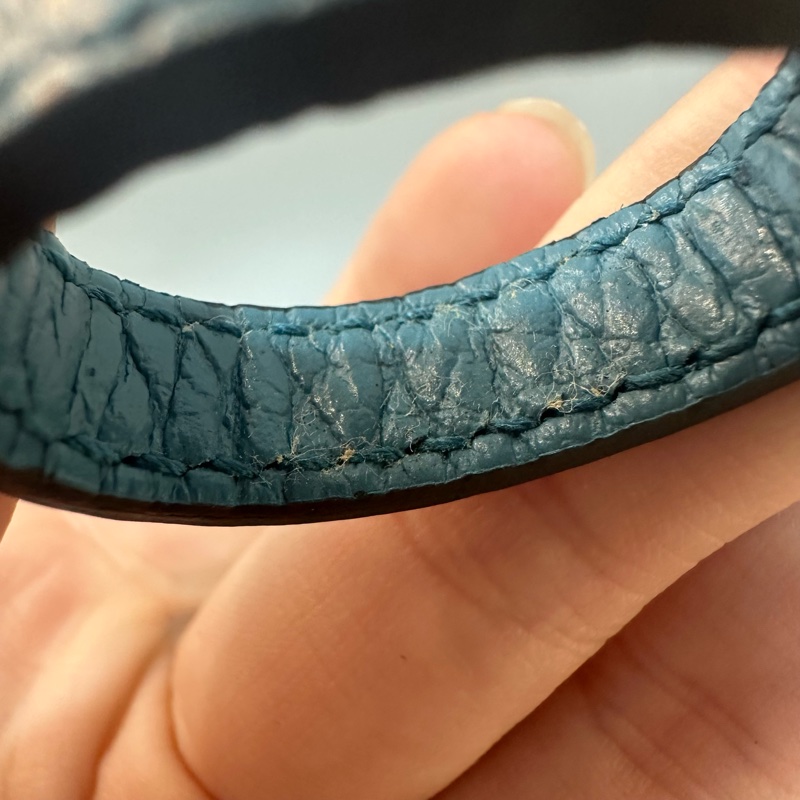 Gucci 643847 藍黑色雙面銀釦皮帶 90/36-21