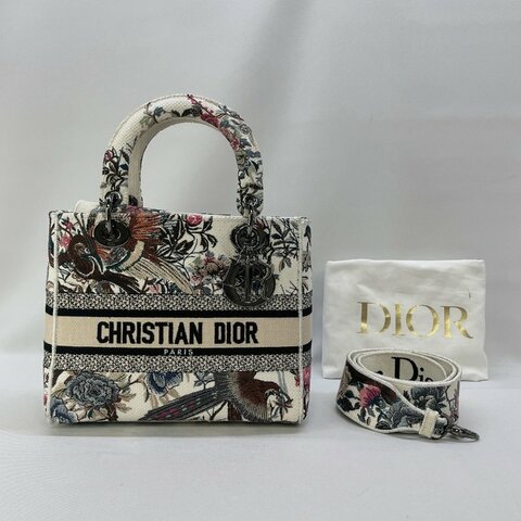 DIOR Lady D-Lite中款刺繡黛妃包
