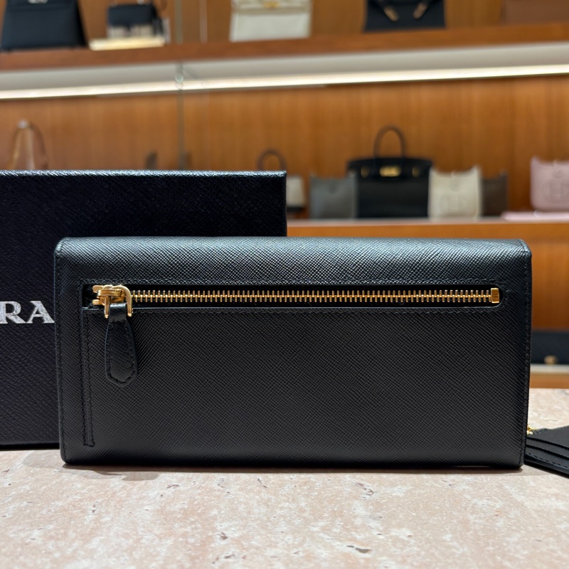 PRADA Saffiano Wallet 經典皮革長夾 黑色-7