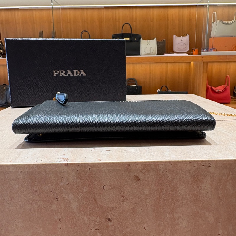 PRADA Saffiano Wallet 經典皮革長夾 黑色-8
