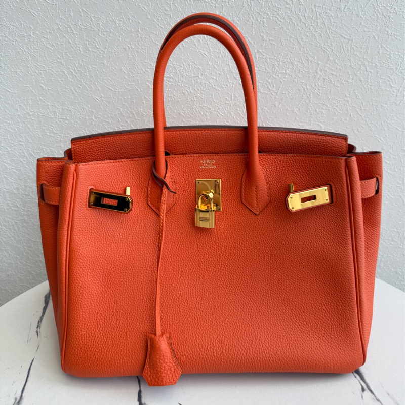 Hermes birkin30 9j橘 金釦！ 超好看的橘色-0