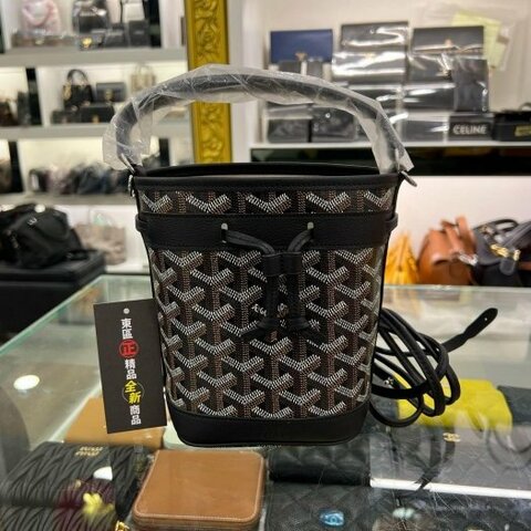 東區正精品㊣GOYARD Mini bucket bag 全新黑色迷你水桶包手提斜背包兩用包 Petit Flot RZ5726