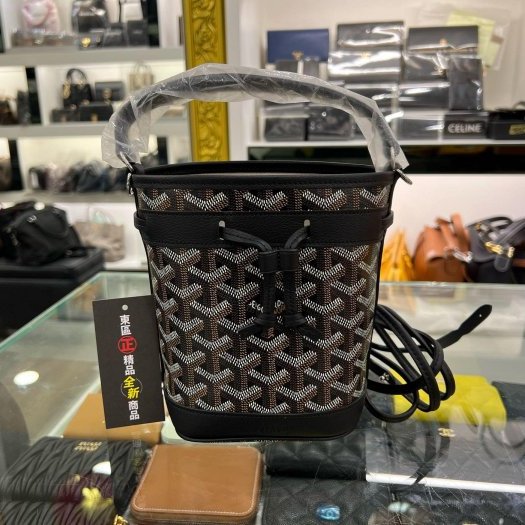 東區正精品㊣GOYARD Mini bucket bag 全新黑色迷你水桶包手提斜背包兩用包 Petit Flot RZ5726-0