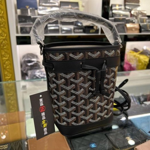 東區正精品㊣GOYARD Mini bucket bag 全新黑色迷你水桶包手提斜背包兩用包 Petit Flot RZ5726-1
