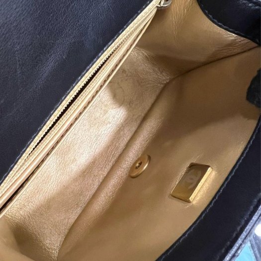 東區正精品㊣CHANEL MINI COCO 17CM AS1786 香奈兒黑色羊皮金球調節釦金鍊菱格紋方胖斜背包 RZ5728-3