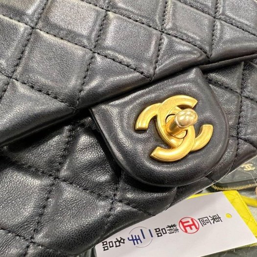 東區正精品㊣CHANEL MINI COCO 17CM AS1786 香奈兒黑色羊皮金球調節釦金鍊菱格紋方胖斜背包 RZ5728-5