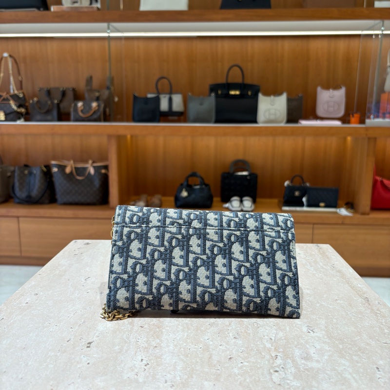 【經典緹花、優雅馬鞍】Dior Saddle 馬鞍長型鏈條包｜Oblique 緹花帆布｜典藏復古金鍊｜附卡夾配件-1