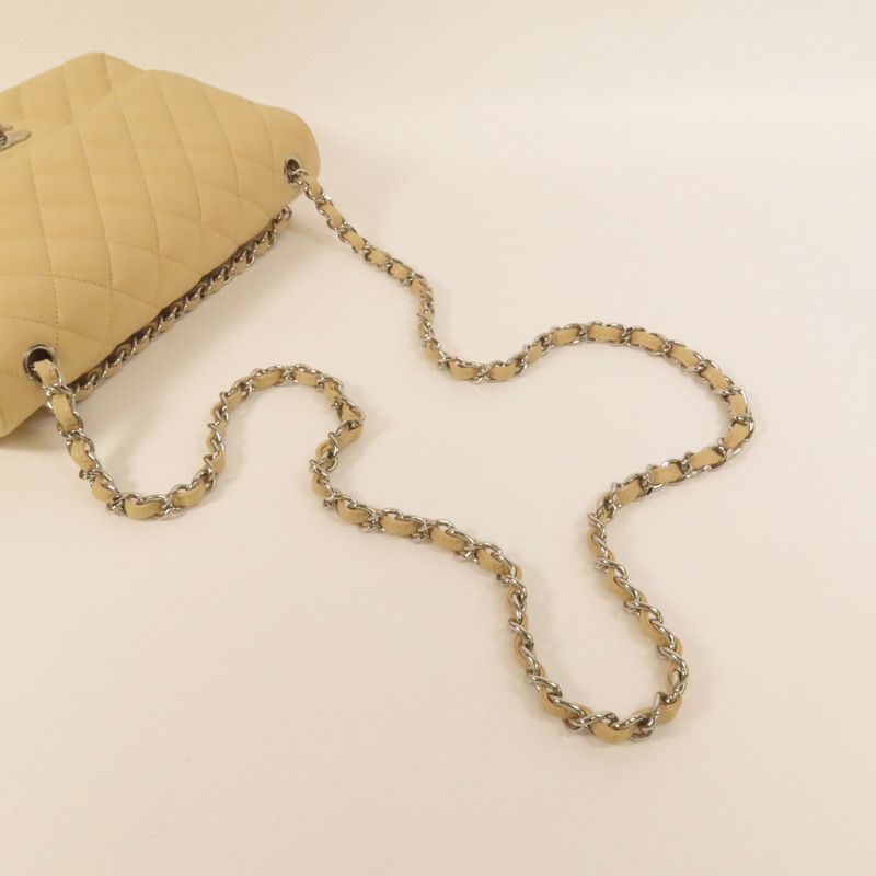 CHANEL 牛皮皮革Jumbo銀扣鏈帶肩背袋-4
