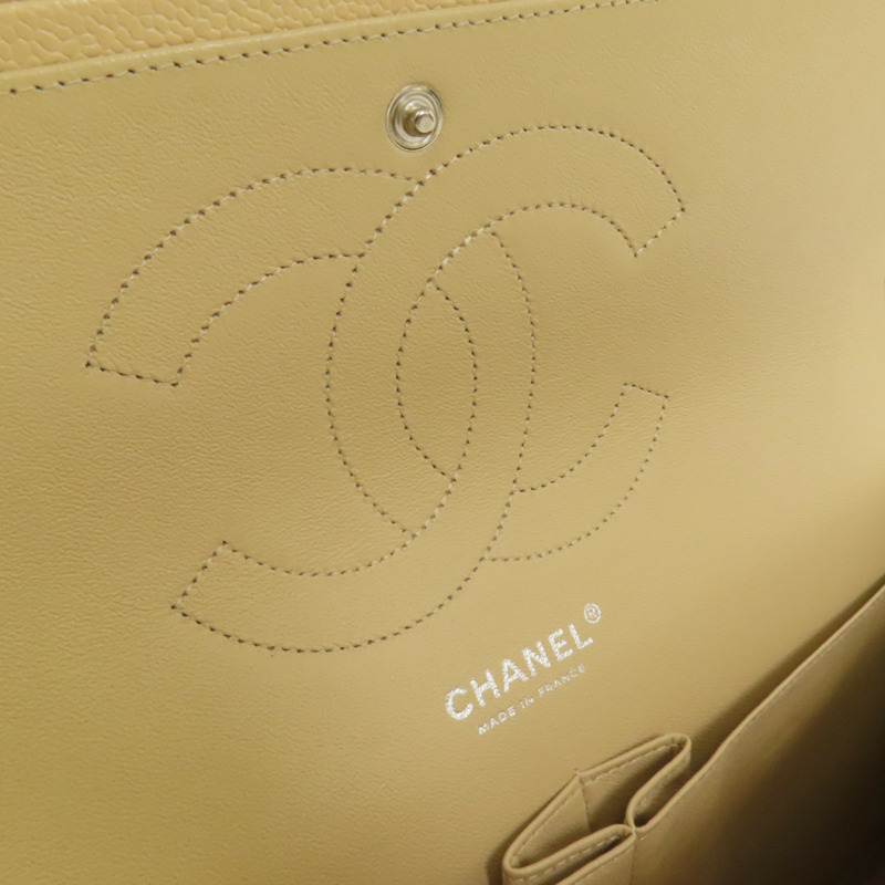 CHANEL 牛皮皮革Jumbo銀扣鏈帶肩背袋-6