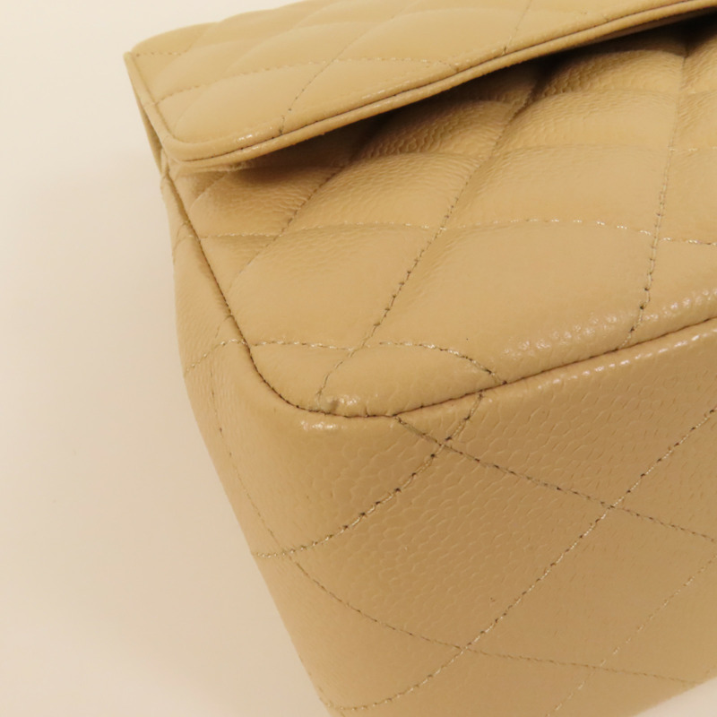 CHANEL 牛皮皮革Jumbo銀扣鏈帶肩背袋-9