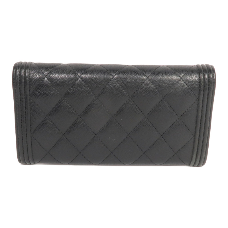 CHANEL 牛皮皮革Boy Long Wallet金扣長錢包-1