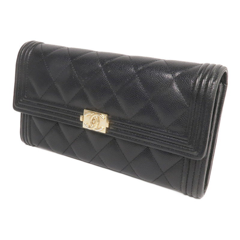 CHANEL 牛皮皮革Boy Long Wallet金扣長錢包-2