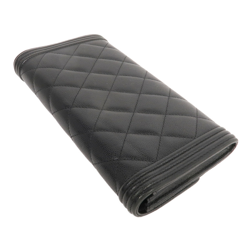 CHANEL 牛皮皮革Boy Long Wallet金扣長錢包-4