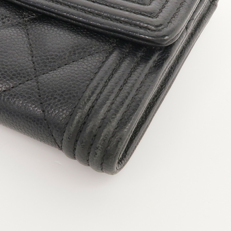 CHANEL 牛皮皮革Boy Long Wallet金扣長錢包-6