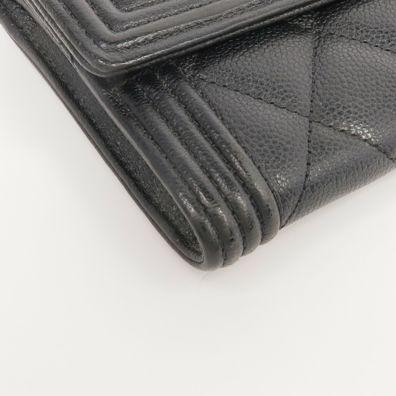 CHANEL 牛皮皮革Boy Long Wallet金扣長錢包-7