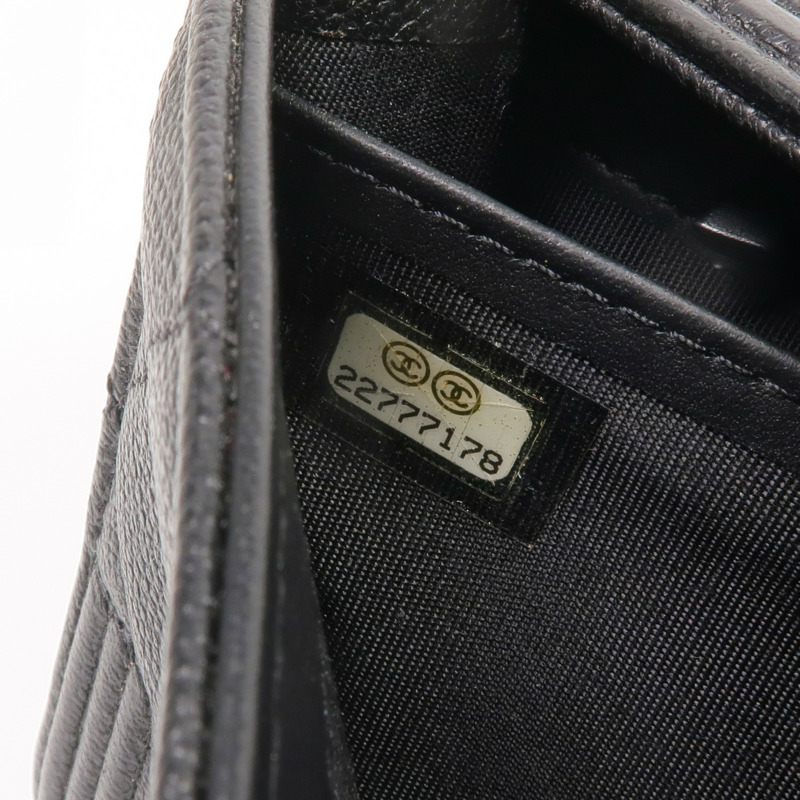 CHANEL 牛皮皮革Boy Long Wallet金扣長錢包-15
