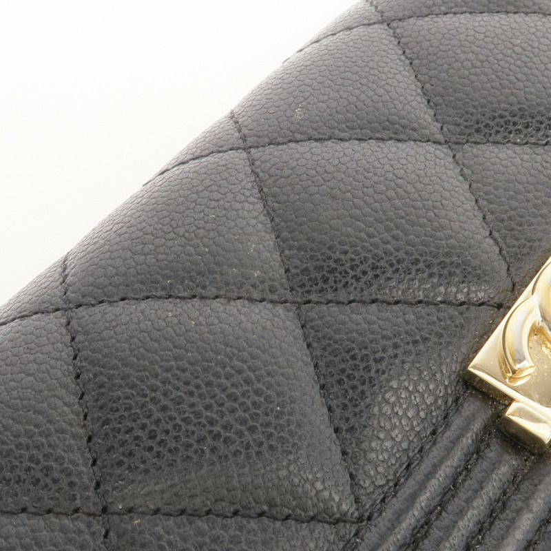 CHANEL 牛皮皮革Boy Long Wallet金扣長錢包-17