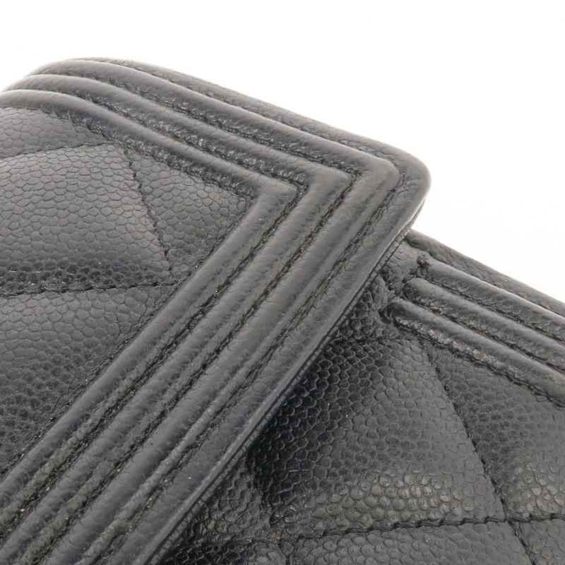 CHANEL 牛皮皮革Boy Long Wallet金扣長錢包-18