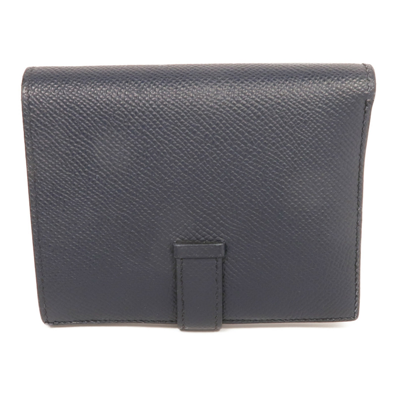 HERMES Epsom皮革Bearn Compact Wallet金扣錢包Bleu Nuit-1