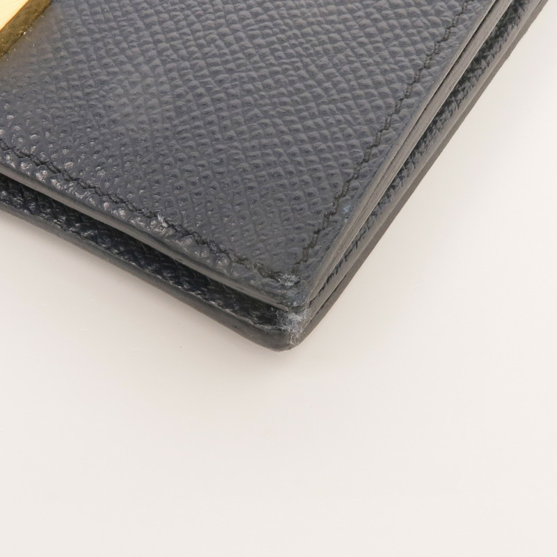 HERMES Epsom皮革Bearn Compact Wallet金扣錢包Bleu Nuit-6