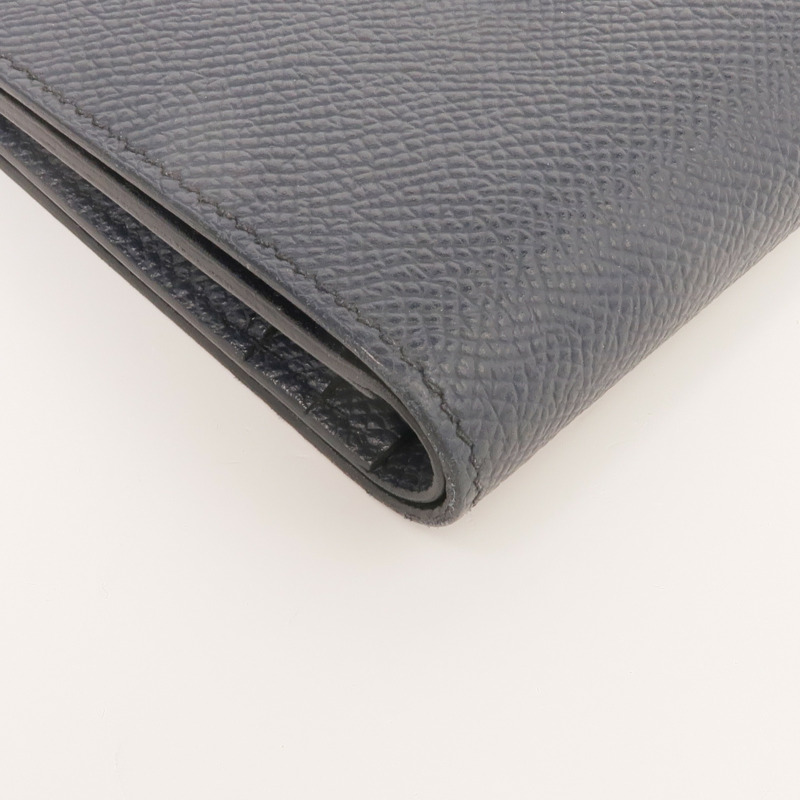 HERMES Epsom皮革Bearn Compact Wallet金扣錢包Bleu Nuit-8