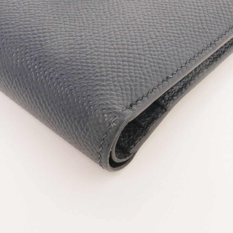 HERMES Epsom皮革Bearn Compact Wallet金扣錢包Bleu Nuit-9
