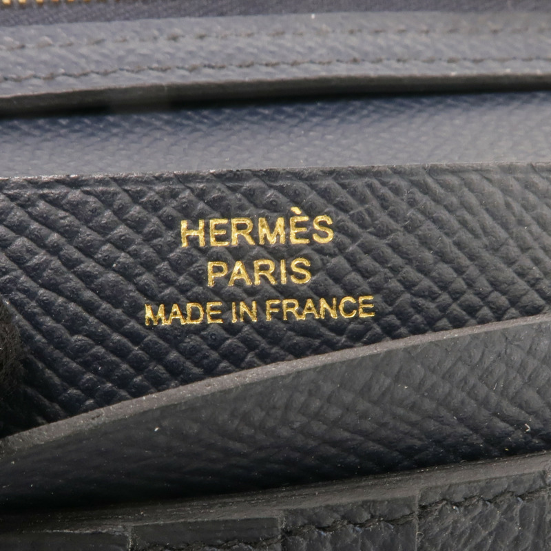 HERMES Epsom皮革Bearn Compact Wallet金扣錢包Bleu Nuit-13