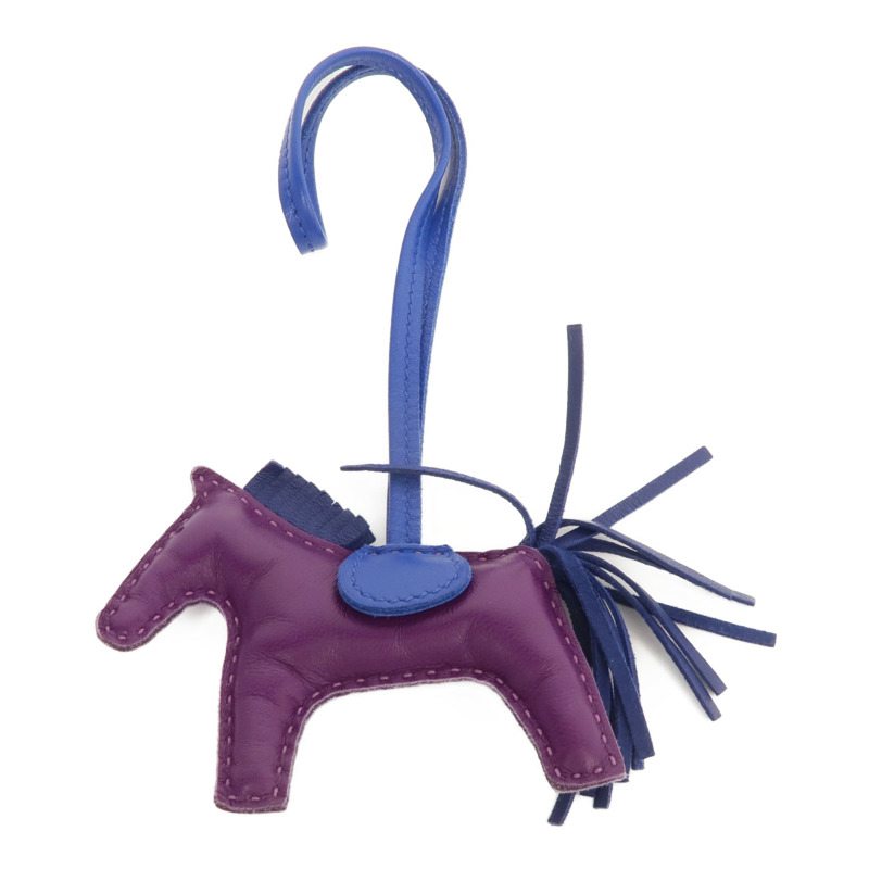 HERMES Milo皮革Rodeo PM掛飾Violet/Bleu Saphir-0