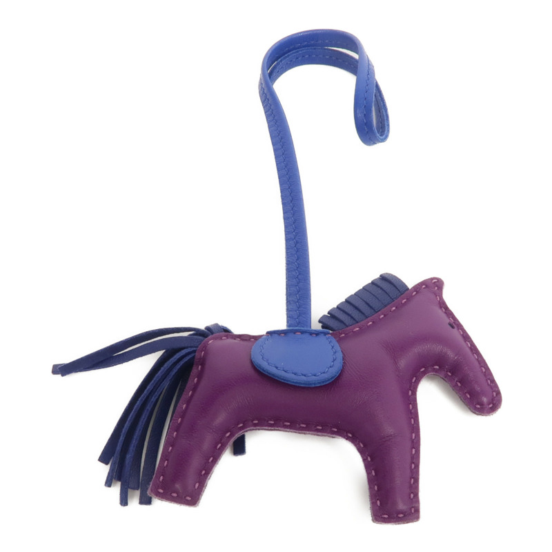 HERMES Milo皮革Rodeo PM掛飾Violet/Bleu Saphir-1