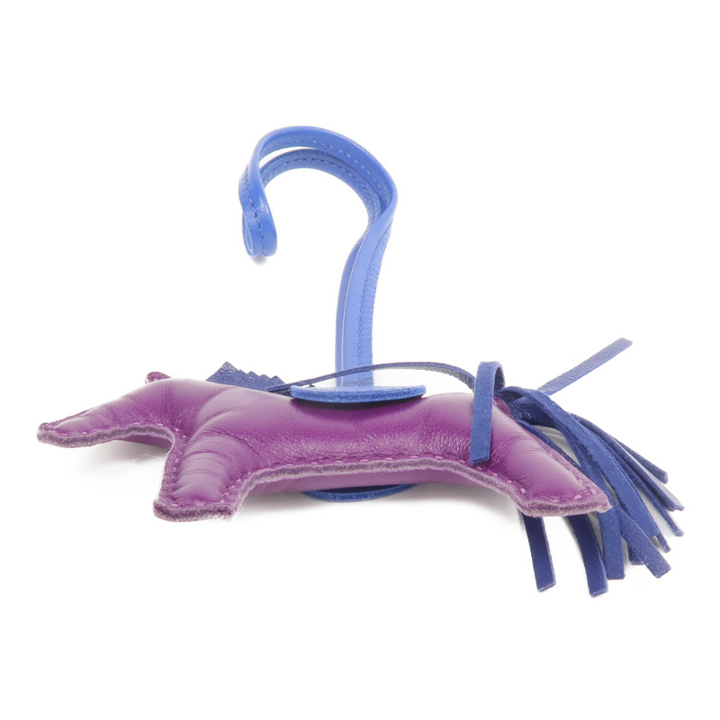 HERMES Milo皮革Rodeo PM掛飾Violet/Bleu Saphir-2