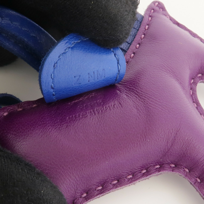 HERMES Milo皮革Rodeo PM掛飾Violet/Bleu Saphir-4