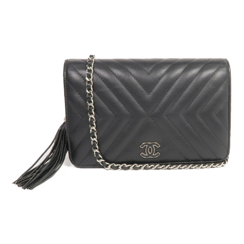 CHANEL 羊皮皮革WOC Wallet On Chain銀扣鏈帶肩背袋-0