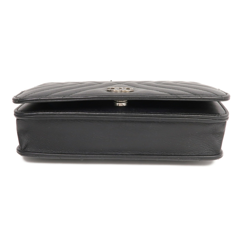 CHANEL 羊皮皮革WOC Wallet On Chain銀扣鏈帶肩背袋-3