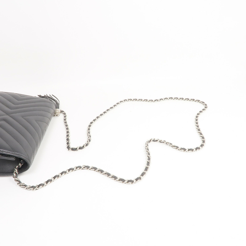 CHANEL 羊皮皮革WOC Wallet On Chain銀扣鏈帶肩背袋-4