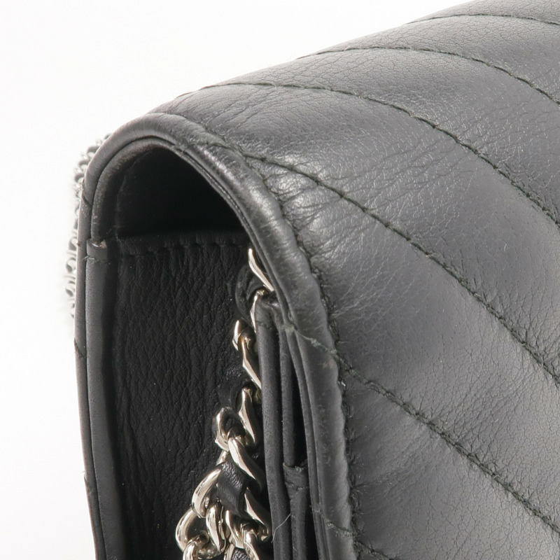 CHANEL 羊皮皮革WOC Wallet On Chain銀扣鏈帶肩背袋-11