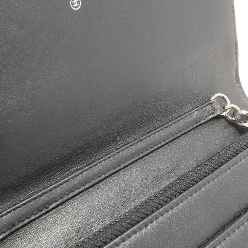 CHANEL 羊皮皮革WOC Wallet On Chain銀扣鏈帶肩背袋-13