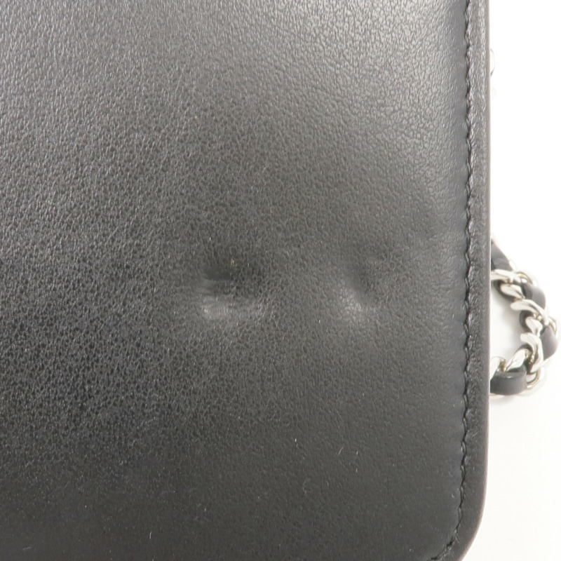 CHANEL 羊皮皮革WOC Wallet On Chain銀扣鏈帶肩背袋-14