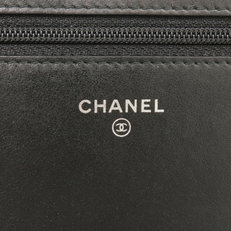 CHANEL 羊皮皮革WOC Wallet On Chain銀扣鏈帶肩背袋-15