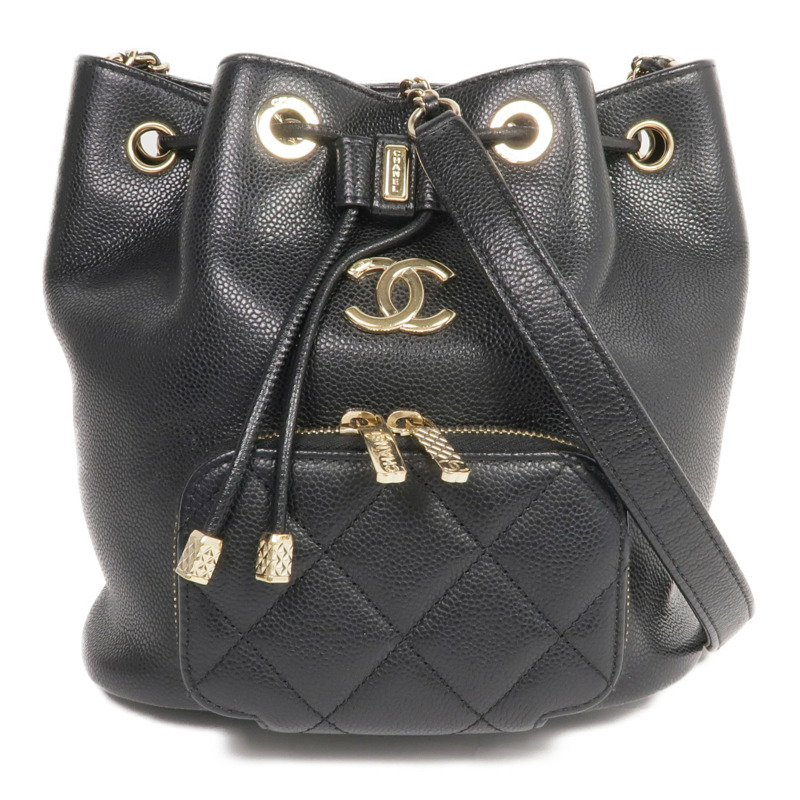 CHANEL 牛皮皮革Materasse Shoulder Bag金扣鏈帶肩背袋-0