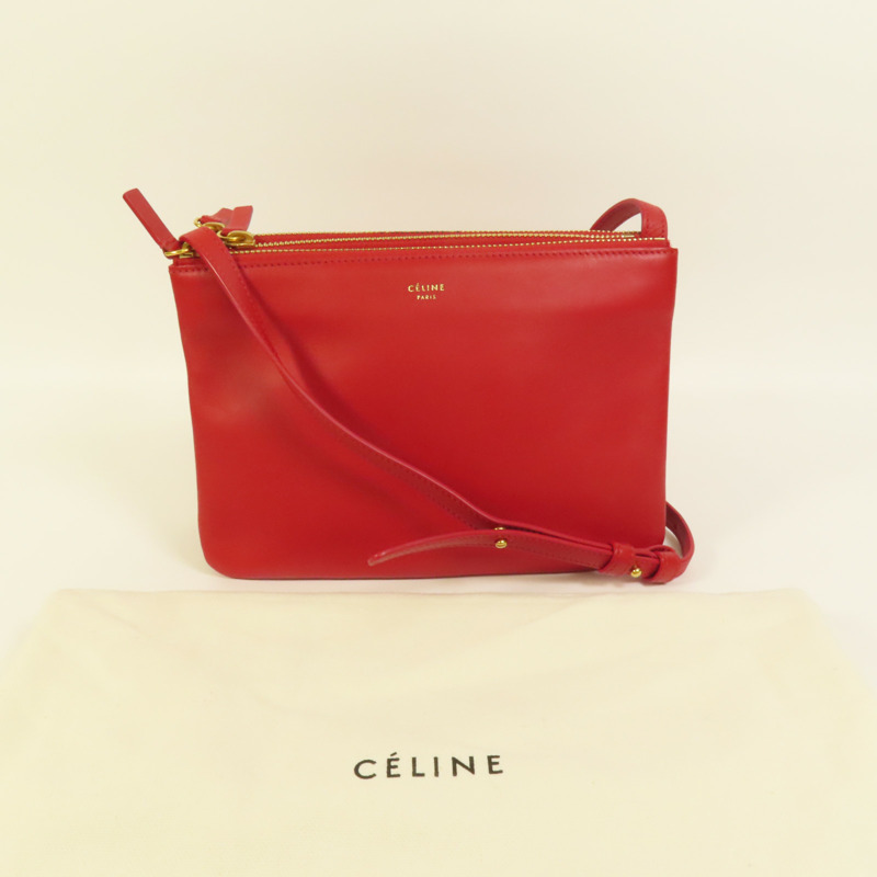 CELINE 羊皮皮革Trio金扣肩背袋-6