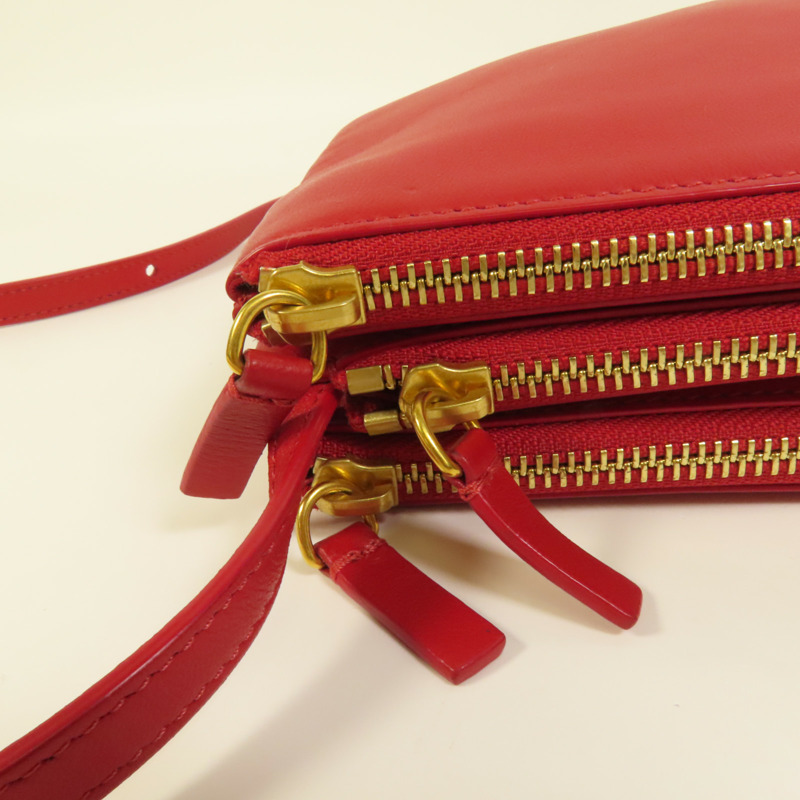 CELINE 羊皮皮革Trio金扣肩背袋-8