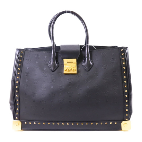 MCM 塗層帆布/牛皮皮革Visetos金扣手挽袋