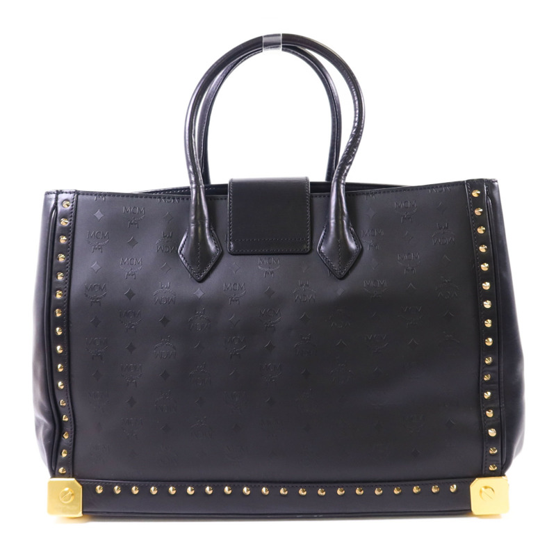 MCM 塗層帆布/牛皮皮革Visetos金扣手挽袋-1
