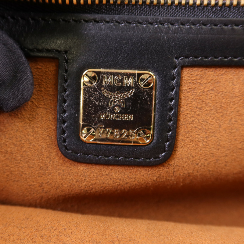 MCM 塗層帆布/牛皮皮革Visetos金扣手挽袋-6