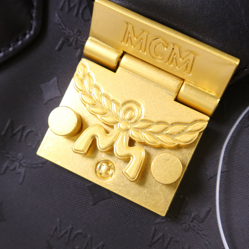 MCM 塗層帆布/牛皮皮革Visetos金扣手挽袋-8