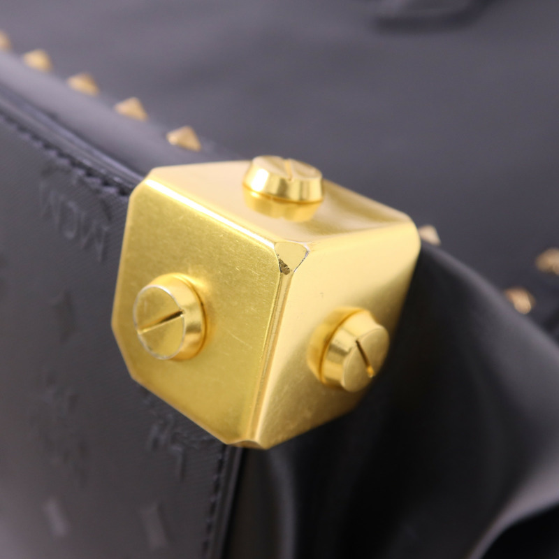 MCM 塗層帆布/牛皮皮革Visetos金扣手挽袋-11