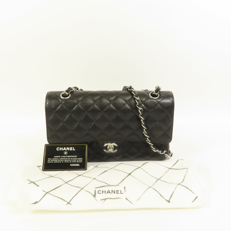 CHANEL 牛皮皮革Classic 25銀扣鏈帶肩背袋-10