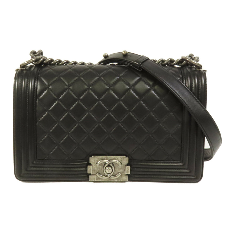 CHANEL 牛皮皮革Boy 25鏈帶肩背袋-0