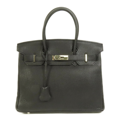 HERMES Togo皮革Birkin 25銀扣手挽袋Noir